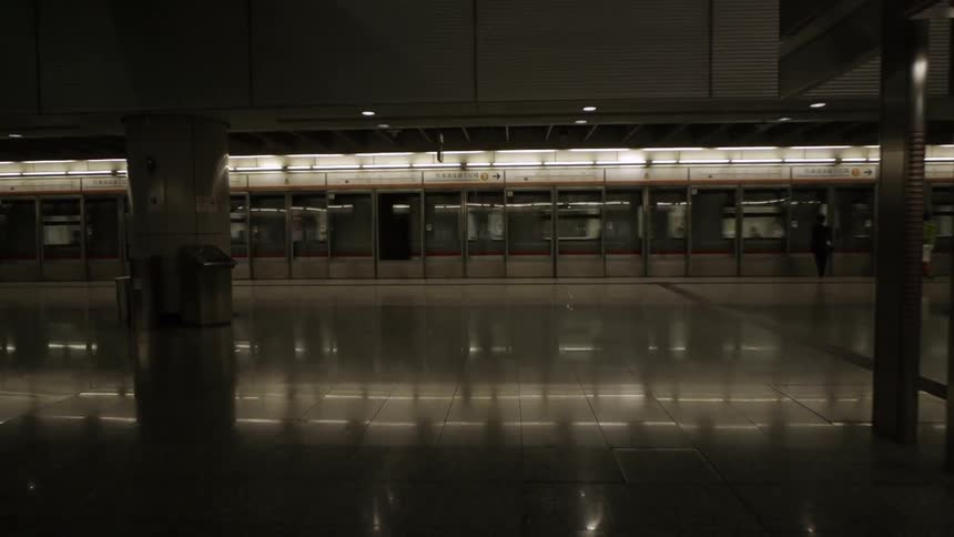 A subway at night