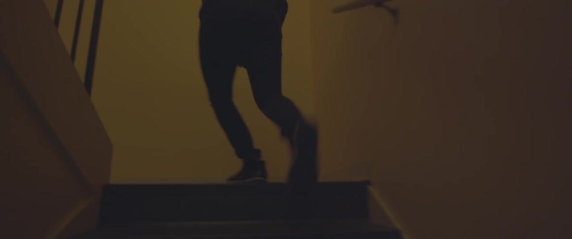 Person hurries up the steps