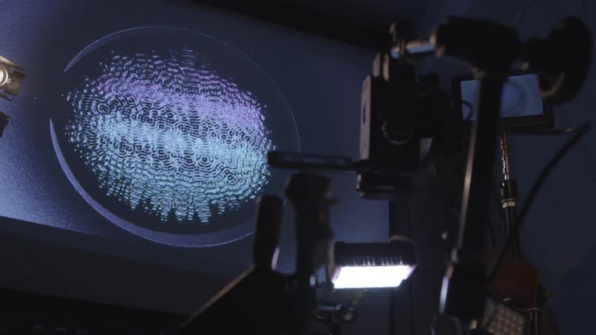 Lights are projected onto a wall
