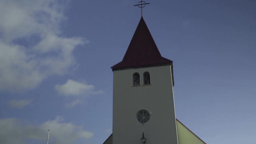Looking up at a church
