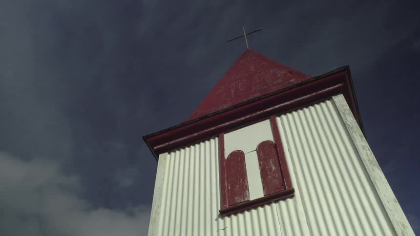 Looking up at a church