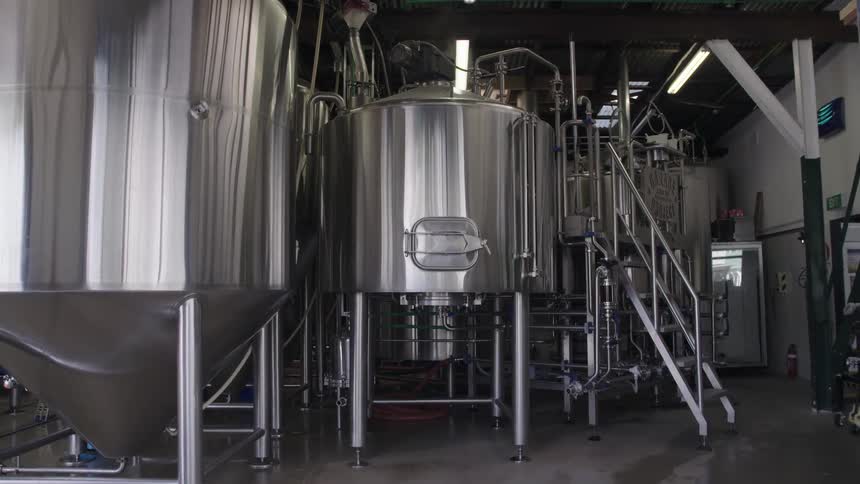 Large fermenter containers in a factory
