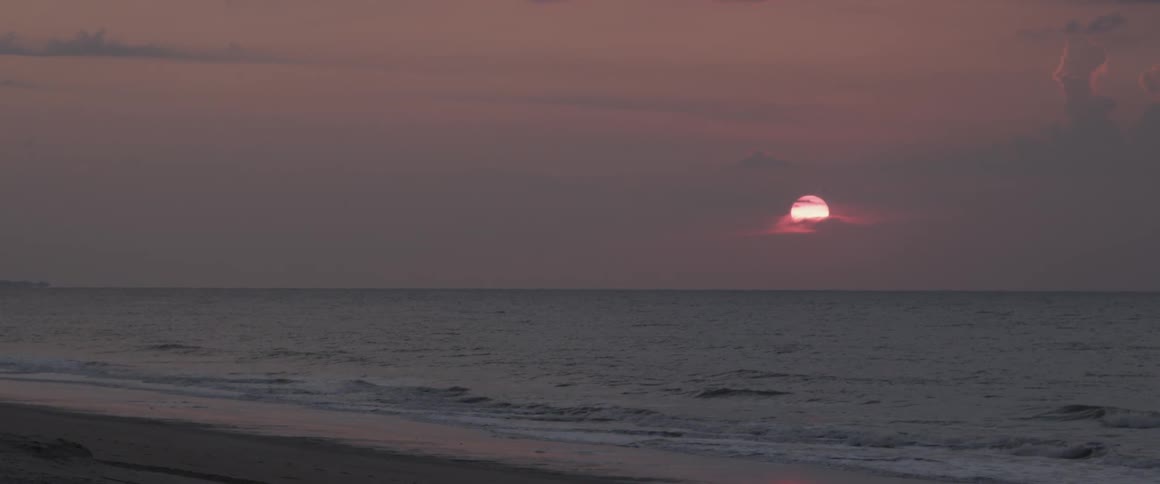 Red sunset over the ocean