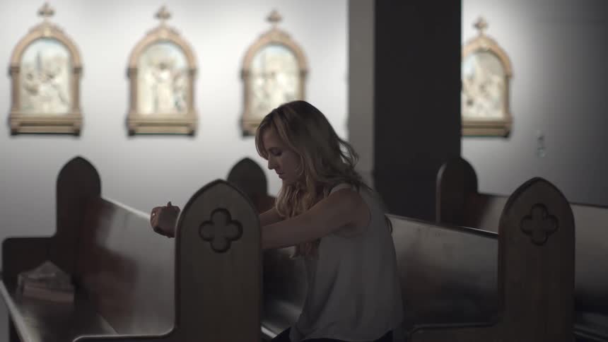 A person sitting in a church