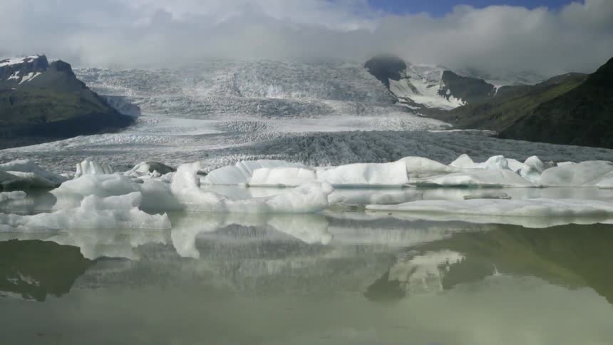 Iceberg floating along in the water