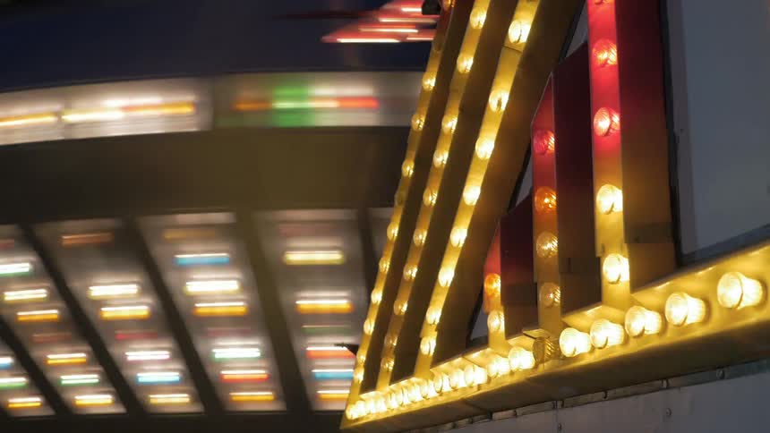 Lights blinking at an amusement park
