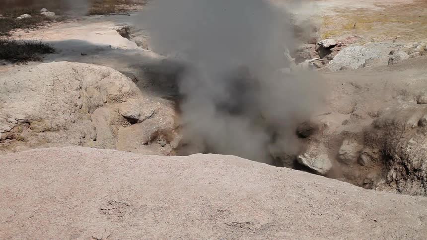 Steam rising from the rocks