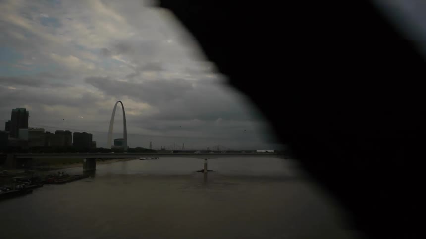 Driving past on the st. louis bridge