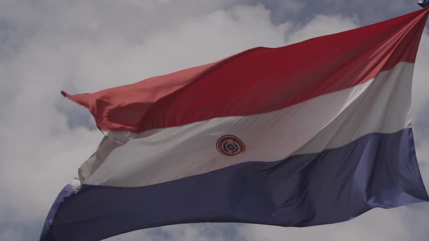 A flag billows in the wind
