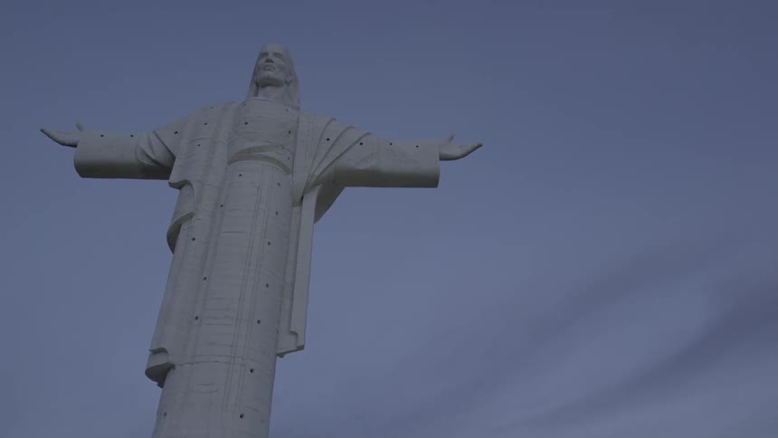 A larger religious statue