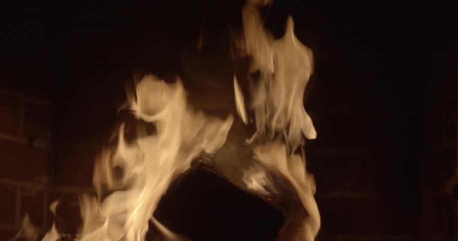 Fire is burning at night