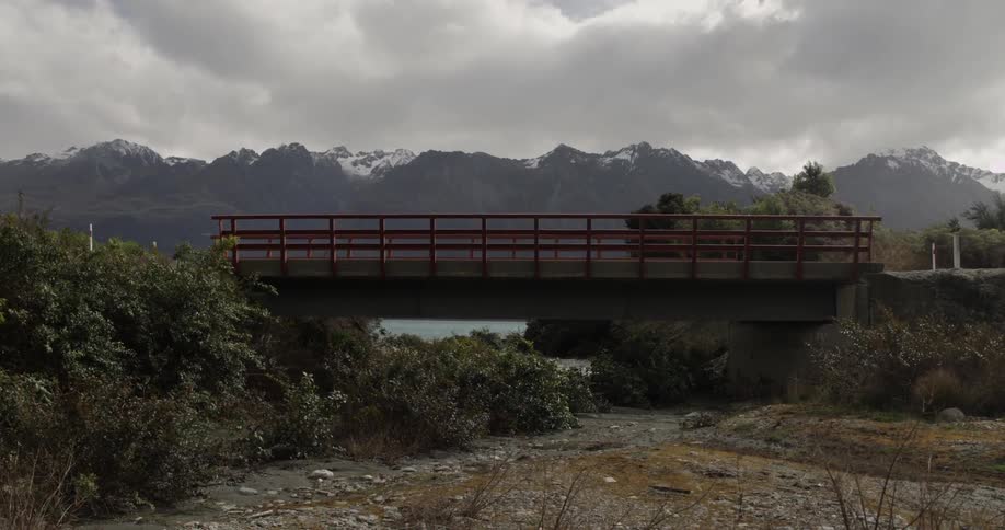 A bridge over a dry riverbed