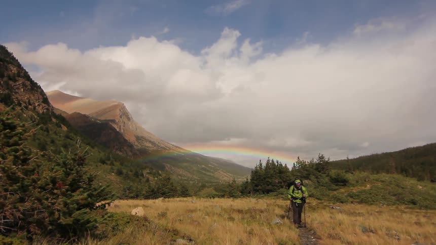 A man hiking on the mountain