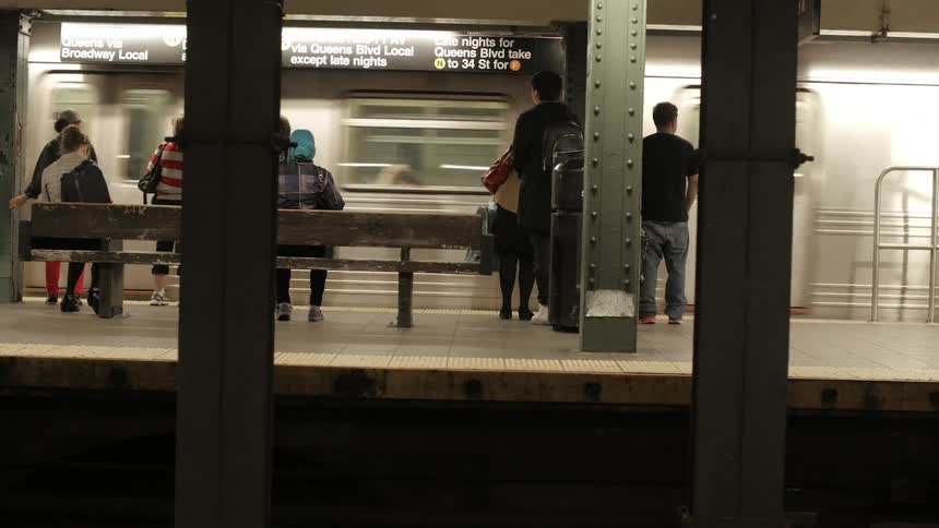 A subway car going past