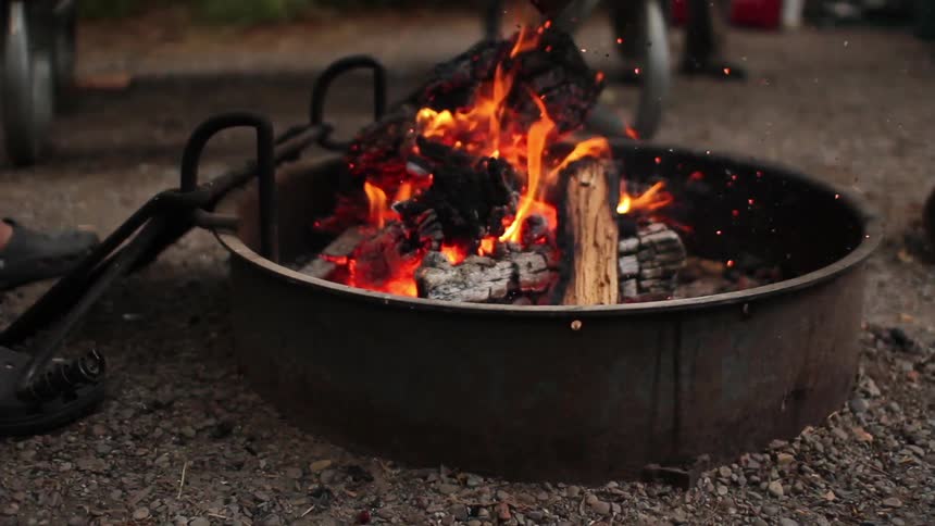 People sitting around a campire