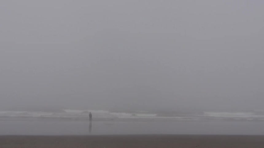 A foggy beach