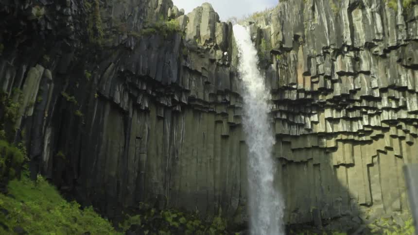 A waterfall rolling down a cliff side