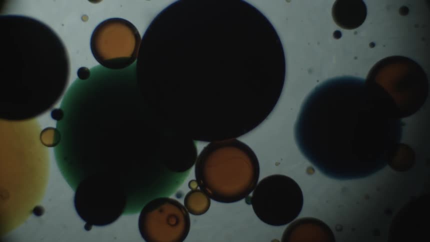 Colorful liquid drops floating