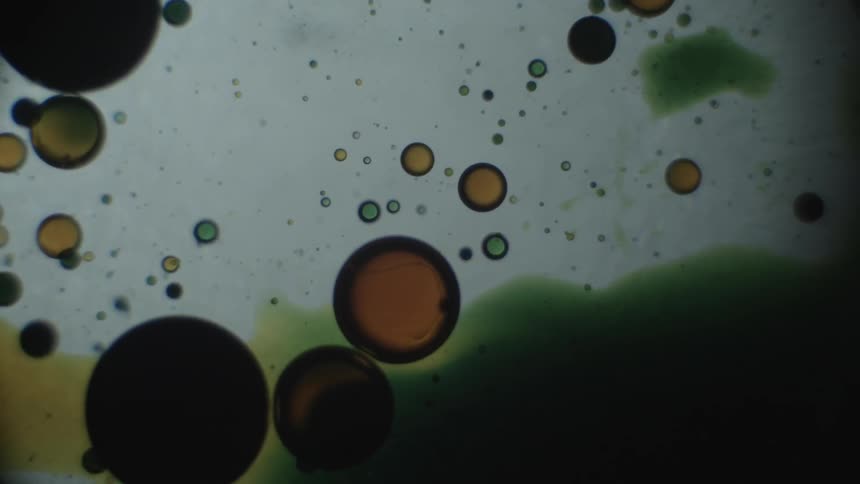 Liquid droplets flow and swirl