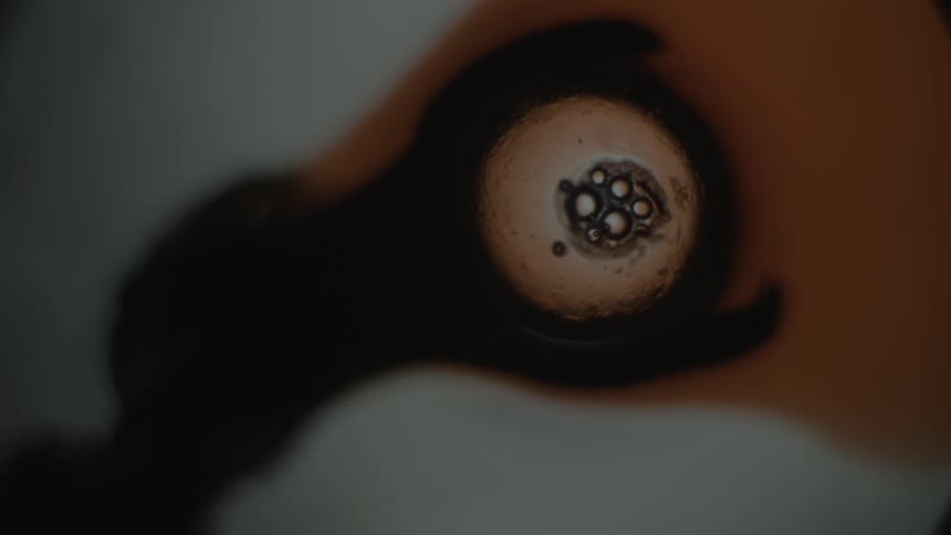 Dark liquid bleeds onto a surface