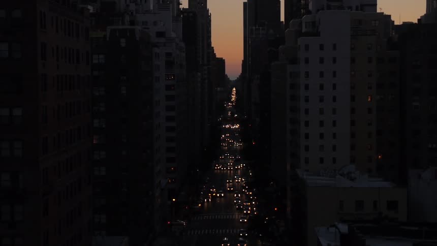 A city at dusk