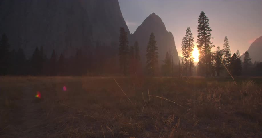 An empty field at sunset