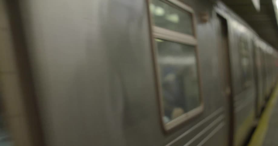 A subway rolls along underground
