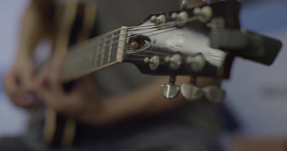 A man is playing a guitar